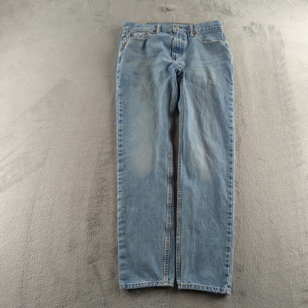 Levis 502 Jeans Mens 32x31* Blue Light Wash Faded Tapered Stretch Denim Cotton